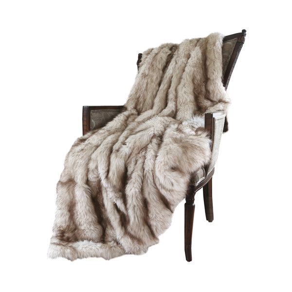 Max studio double outlet sided faux fur throw